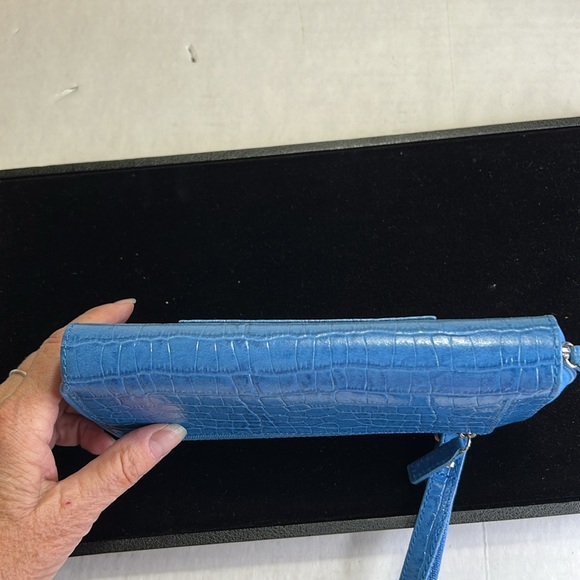 WALLEBE THE ORIGINAL NEW BLUE TEXERD LEATHER ACCORDION STYLE FUNCTIONAL WALLET - Picture 11 of 16